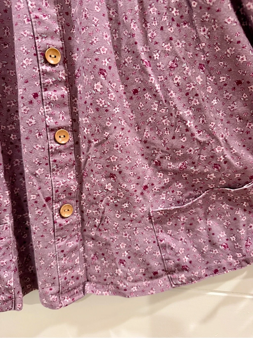 Girls Floral Button-Front Tunic in Dusty Mauve Set